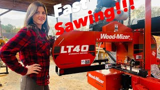 Sawing Pallet Wood on OUR new LT40 Woodmizer Sawmill SO much faster [upl. by Ezechiel]