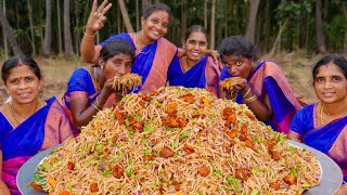 MUSHROOM NOODLES  Yummy Hakka Noodles  Chinese Food Recipe Cooking and Eating in Village [upl. by Hsac]