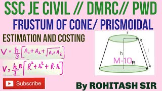 Prismoidal Formula Frustum of Cone Quantity of materials calculation [upl. by Eneleahcim]