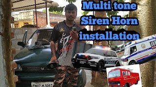 Maruti 800 12v Muti tone siren horn installation  Police siren walkitalki installation [upl. by Aissatan474]