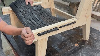 How To Make A Lowcost Outdoor Chair From Wood And Old Tires  Creative Wood Ideas [upl. by Adore491]