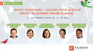 Krutham Masterclass Impact Investment – Lessons from African Impact Investment Award winners [upl. by Alle]