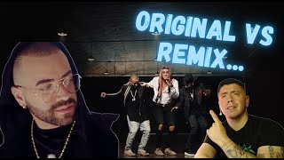 ORIGINAL VS REMIX Nacho  Bailame vs Nacho Yandel Bad Bunny  Báilame Remix REACCION [upl. by Notlit]