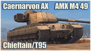 Caernarvon Action X AMX M4 mle 49 amp ChieftainT95 • WoT Blitz Gameplay [upl. by Ztnarf]