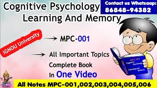 Cognitive Psychology MPC001  Important Topics From Complete Book Exam Notes for IGNOU University [upl. by Atiuqat]