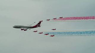 Virgin Atlantic 747 and the Red Arrows Biggin Hill 2009 [upl. by Adnwahsal]