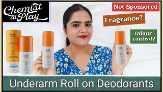 Chemist at play underarm roll on deo review  all fragrances review  Best roll on deo for women [upl. by Ardnuasal703]