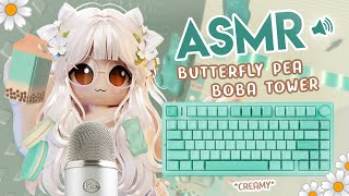 ✿ Roblox ASMR ✿ Butterfly Pea Boba Tower 🔵 but its CREAMY Keyboard ASMR [upl. by Crudden954]