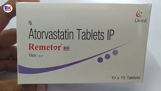 Remetor 80 Tablet  Atorvastatin Tablet  Remetor 80mg Tablet Uses Benefits Dosage Review in Hindi [upl. by Aieken]