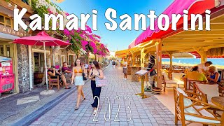 Kamari Santorini Beach walking tour 4k 2023 [upl. by Anitram]