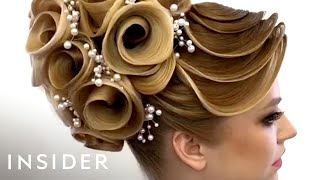 Hairstylist Does Unbelievable Designs With Hair [upl. by Emalia]