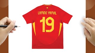 Wie zeichnet man Lamine Yamal Trikot  Schritt für Schritt Anleitung [upl. by Fronnia]