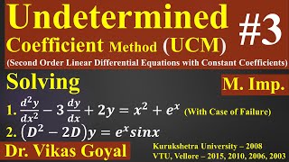 Undetermined Coefficients Method 3 In Hindi  Second Order Linear Diff Eq with Constant Coeffi [upl. by Siuqram]