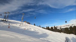 MEGEVE ski resort  Skiing GREEN A Top part on a sunny day  Feb 2024 [upl. by Ahcropal]