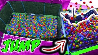 INSANE TRAMPOLINE BALL PIT [upl. by Kotick]