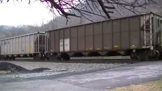 NS Empty Coal Drag 77A with Hopper Doors Open on Car 45 [upl. by Yttap]