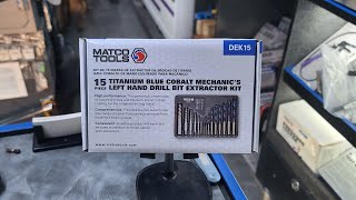 ALL NEW from MATCO TOOLS 15 Piece Titanium Blue Cobalt Left Hand Drill Bit Extractor Kit DEK15 [upl. by Ekusuy77]