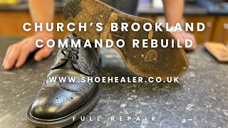 Church’s English Shoes Leather Sole to Commando Resole  Full Shoe Repair [upl. by Aryamoy]