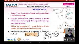 Lecture Video7 18EE45 Module 3 Amperes Law Curl Theorem Stokes Theorem Ramya K [upl. by Yentruocal236]