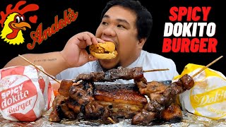 DOKITO SPICY BURGER MUKBANG ASMR  PORRK BBQ  CHICKEN BBQ  PORK LIEMPO  MUKBANG PHILIPPINES [upl. by Connolly]