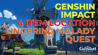 Genshin Impact  4 Item Location for Lingering Malady Quest [upl. by Dyoll]