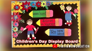 Childrens Day Bulletin Board Decoration Ideas  Childrens Day School Display Board [upl. by Nylecyoj]