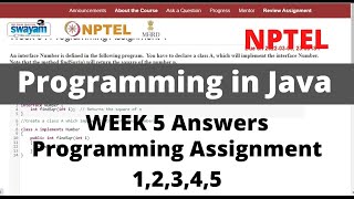 NPTEL Programming in Java WEEK 5 PROGRAMMING ASSIGNMENT ANSWERS [upl. by Mercorr509]