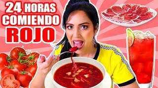 24 HORAS COMIENDO ROJO  RETO SandraCiresArt  All Day Eating Red Food Challenge [upl. by Teloiv]