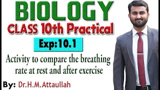 Activity to compare the breathing rate at rest and after exercise10th class biologyExperiment101 [upl. by Enilegna]