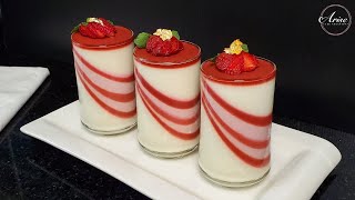 Strawberry amp Vanilla Panna Cotta  Elegant Panna Cotta  No Bake Dessert [upl. by Darraj273]