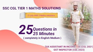 SSC CGL 2023 Tier 1  21 July shift 3 mathematics solutions [upl. by Alin19]