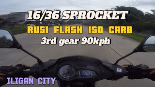 FLASH 15O CARB COMBINATION 1636 SPROCKET 3RD GEAR 94 KPH [upl. by Salohci664]