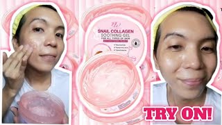 SNAIL COLLAGEN SOOTHING GEL FOR ALL TYPES OF SKIN W WHITENING PEARL TRY ON  PAPSY KELS [upl. by Shep209]