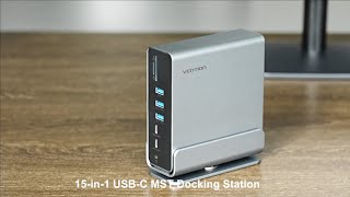 15in1 USBC MST Docking Station Gray Vertical Aluminum Alloy Type TPU [upl. by Flyn]