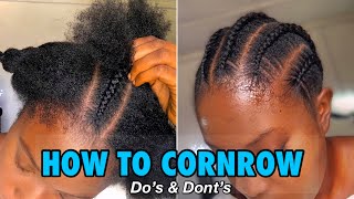 How to CORNROW on yourself  Do’s amp Don’t’s  Best parting for cornrows 4c natural hair [upl. by Pawsner]