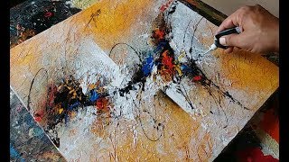 Abstract painting  textured with gesso  Acrylic abstract painting demonstration [upl. by Ahsinroc]