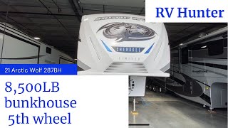 Bunkhouse 5th wheel under 8500LBs Awesome light weight camper 2021 Arctic Wolf 287BH Tour [upl. by Pascale27]