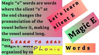 Long O Vowel With Magic E Words Part 4  silent 🤫 vowel E rule  phonics  Learn pronunciation [upl. by Seema]