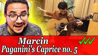 REACTION Marcin  Paganinis Caprice no 5 on One Guitar [upl. by Mullins]