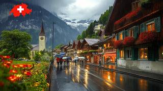 Walking in the Rain Switzerland 4K Rainy Day and Night  Heavy Rain in Interlaken and Lauterbrunnen [upl. by Rhoads]