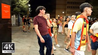 Eurocup Celebration in Spain Summer Nightlife Walking Tour  4k HDR [upl. by Niwdla]