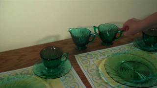 Petal Swirl Ultramarine Depression Glass and Tiffin Dolores Vintage Stemware Tablescape [upl. by Lucania798]