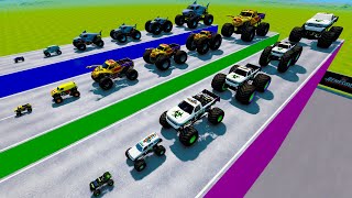 BeamNG Big amp Small Monster Trucks Racing and Jumping Through Giant Portal [upl. by Pappas421]