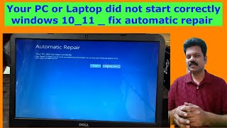 Your PC or Laptop did not start correctly windows 10 11 fix automatic repair [upl. by Aisorbma]