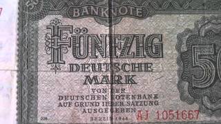 Banknote über 50 Deutsche Mark von 1948  Deutsche Notenbank [upl. by Llerahs]