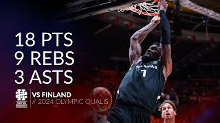 Deandre Ayton 18 pts 9 rebs 3 asts vs Finland 2024 Olympic Qualis [upl. by Letniuq928]