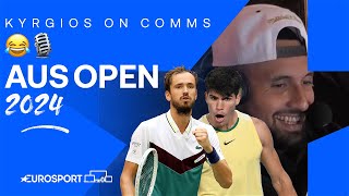 He embraces being the VILLAIN 🦹  Nick Kyrgios Best Bits On Comms  Day 3 Australian Open 2024 🇦🇺 [upl. by Lalage]