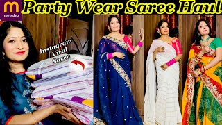 Meesho Saree Haul  Meesho Jimmy Choo Saree Haul  Meesho Party Wear Saree Haul  Meesho Viral Saree [upl. by Ailati]