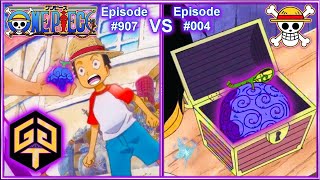 One Piece Luffy Eats 2 Gum Gum Devil Fruits in OP Episode 4 vs Two Piece Episode 907 in English Dub [upl. by Ancel218]