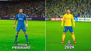 PES 2020 vs eFootball 2024  Free Kick Styles ▶ Ronaldo Neymar Messi etc [upl. by Adlev]